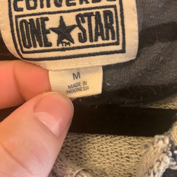 Converse All Star Striped Hoodie Medium Black and Blue - Picture 4 of 8